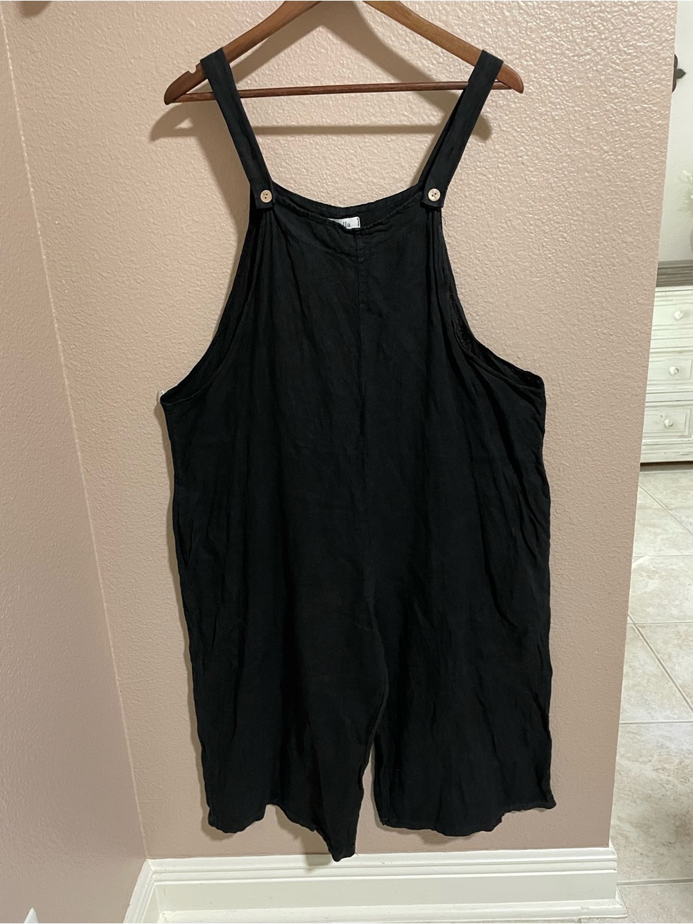 Liabella Black Women's Linen Romper Overalls